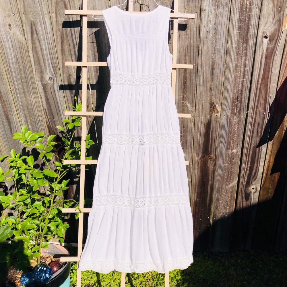 FOREVER 21 white long dress beach coverup S lace - Picture 4 of 8